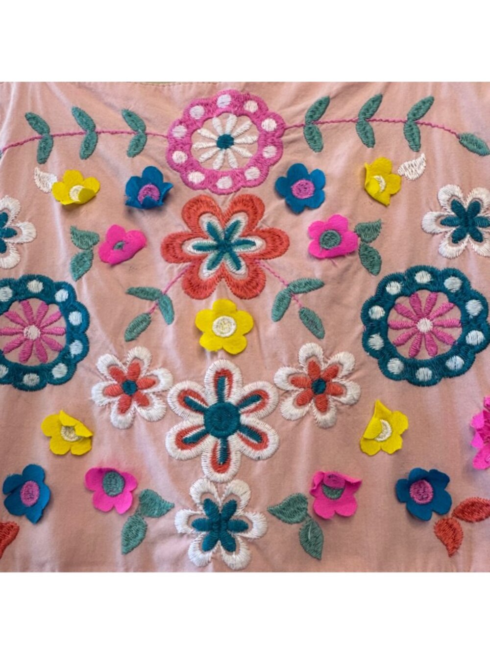 MINI BODEN Embroidered Sundress Girls 6-7 Pink Smocked Dress Flowers Applique - Picture 4 of 9